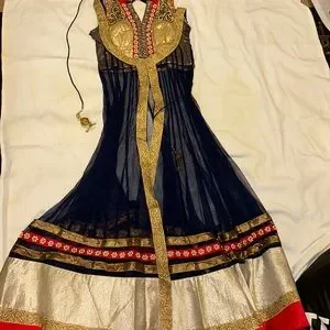 Dresses | Navy Blue And Gold Indian Long Suit With Pants And Chuni | Poshmark Dresses | Navy Blue And Gold Indian Long Suit With Pants And Chuni | Poshmark